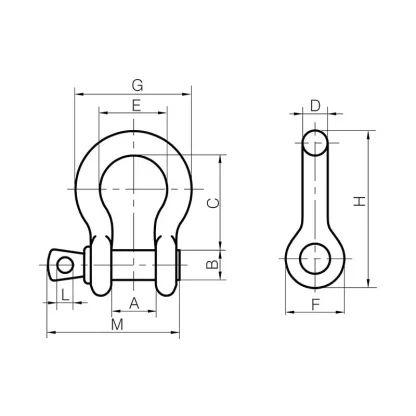 Forged Screw Pin Bow Shackles dimension